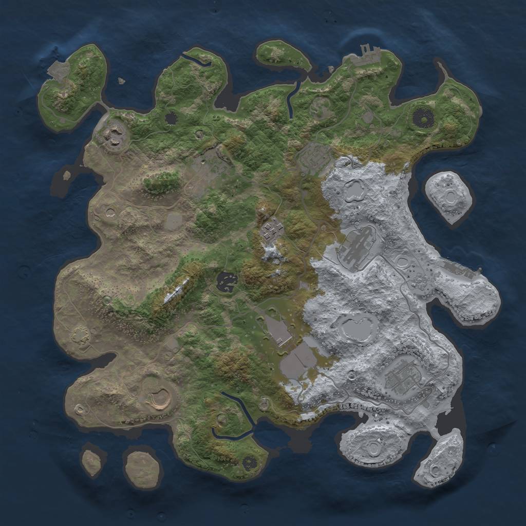 Rust Map: Procedural Map, Size: 3700, Seed: 240138698, 17 Monuments