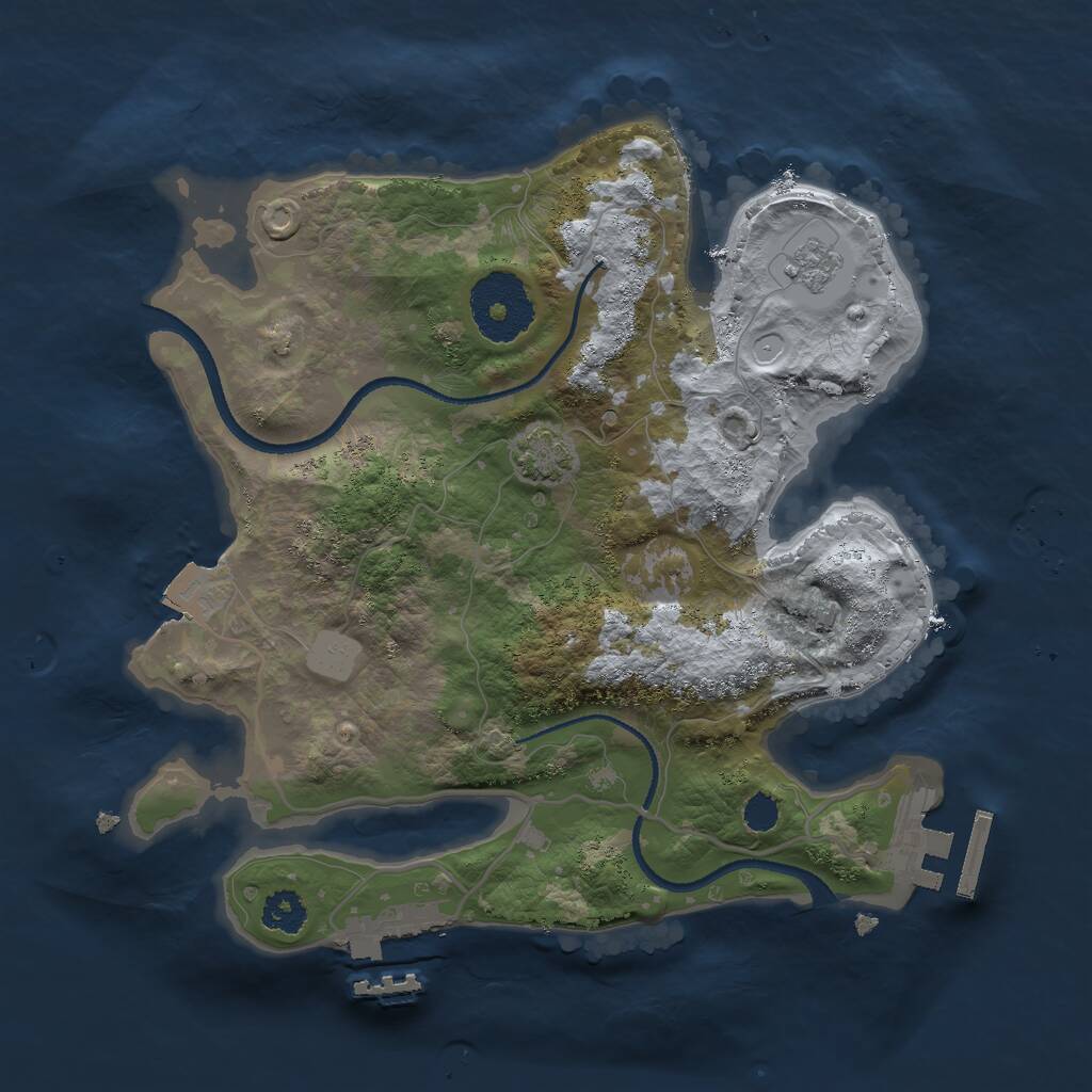 Rust Map: Procedural Map, Size: 2500, Seed: 302978085, 5 Monuments