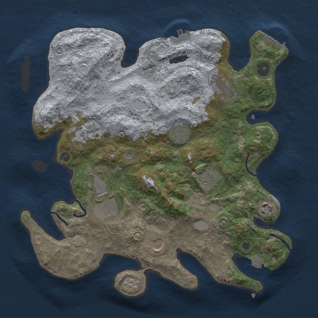 Rust Map: Procedural Map, Size: 3500, Seed: 1425315115, 16 Monuments