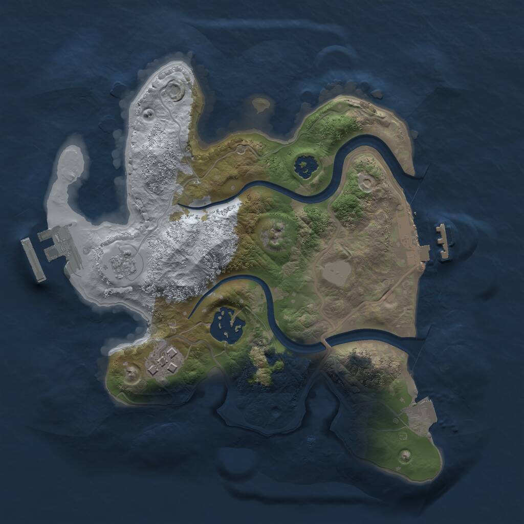 Rust Map: Procedural Map, Size: 2300, Seed: 716453122, 6 Monuments