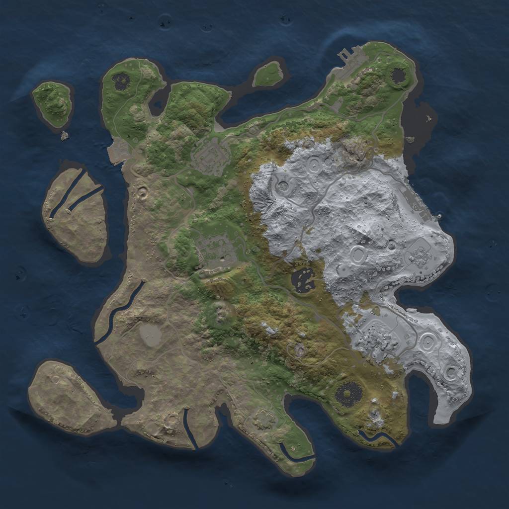 Rust Map: Procedural Map, Size: 3000, Seed: 2465826, 12 Monuments