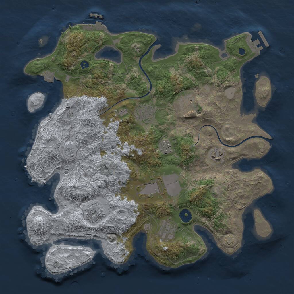 Rust Map: Procedural Map, Size: 3500, Seed: 850216477, 13 Monuments