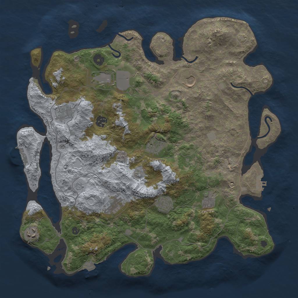 Rust Map: Procedural Map, Size: 4000, Seed: 960, 18 Monuments