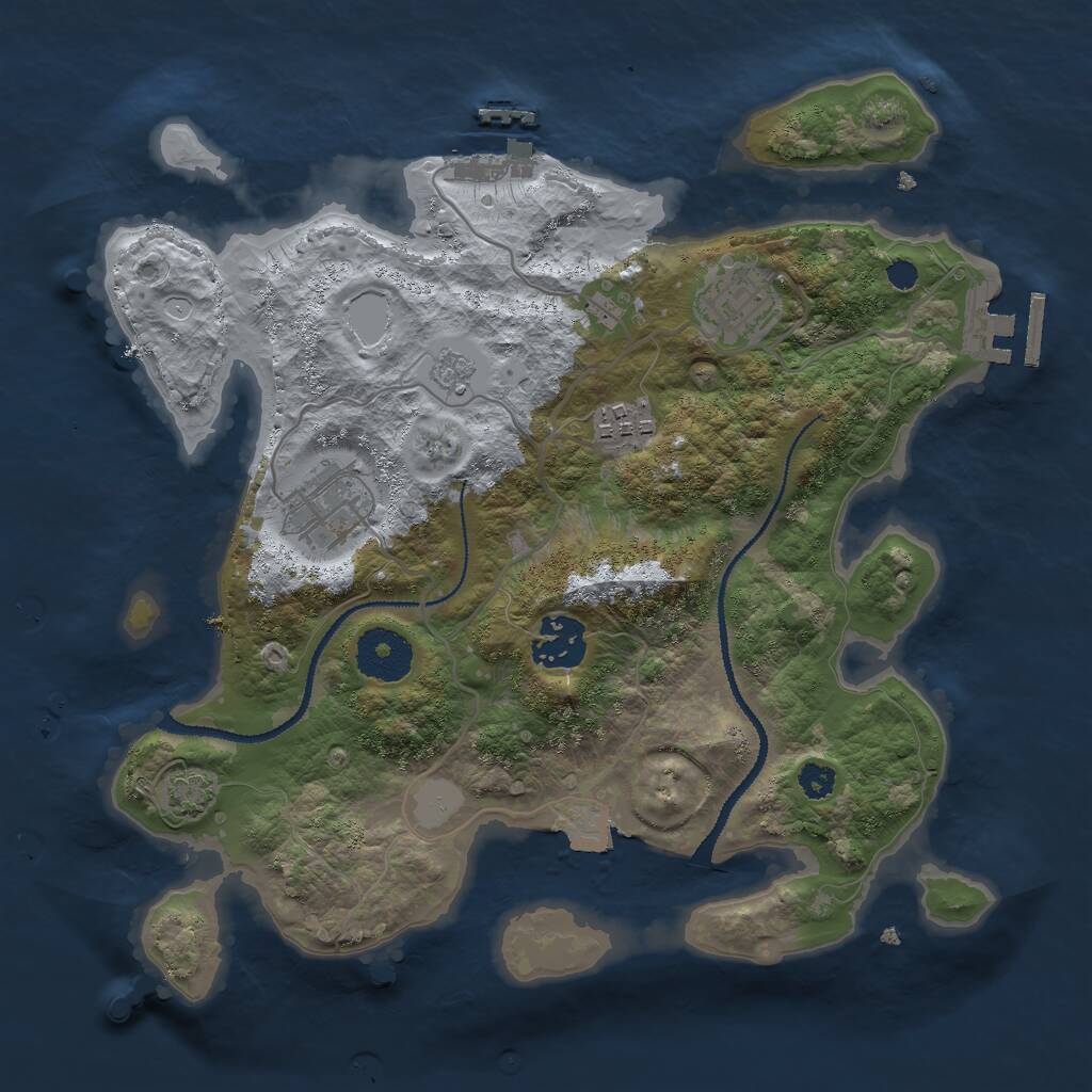 Rust Map: Procedural Map, Size: 3000, Seed: 15898, 9 Monuments