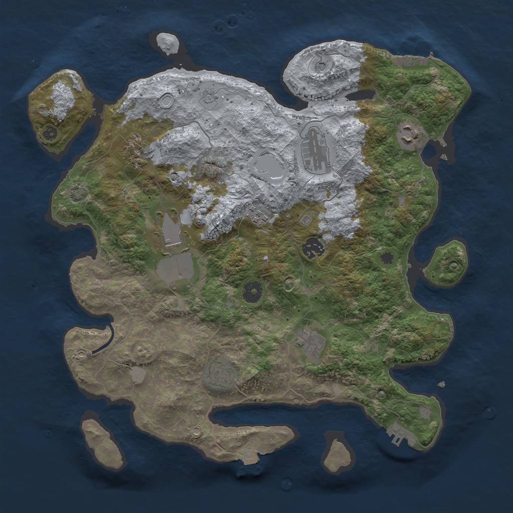 Rust Map: Procedural Map, Size: 3700, Seed: 66453794, 16 Monuments