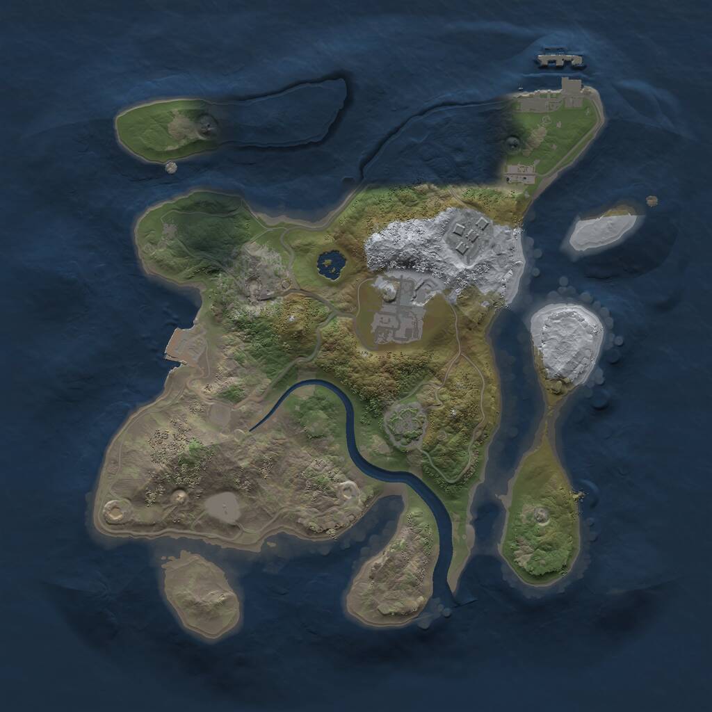 Rust Map: Procedural Map, Size: 2500, Seed: 979687671, 5 Monuments