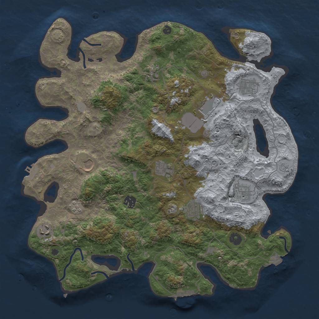 Rust Map: Procedural Map, Size: 3900, Seed: 29, 18 Monuments