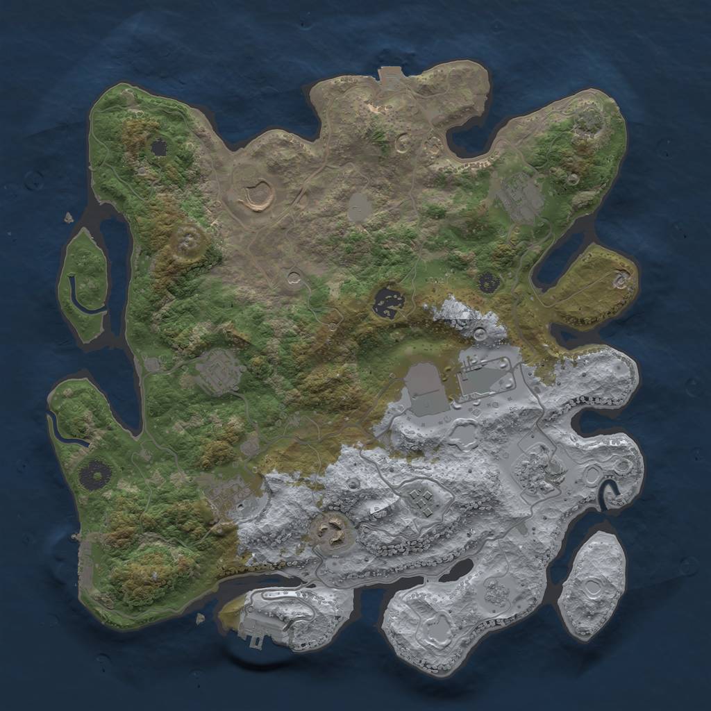 Rust Map: Procedural Map, Size: 3500, Seed: 2302, 17 Monuments