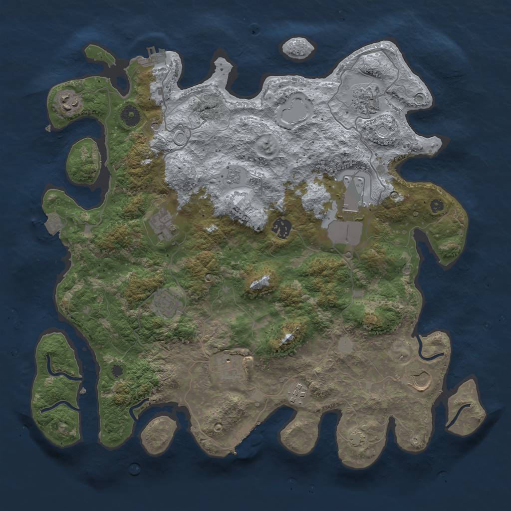 Rust Map: Procedural Map, Size: 3900, Seed: 54251566, 17 Monuments