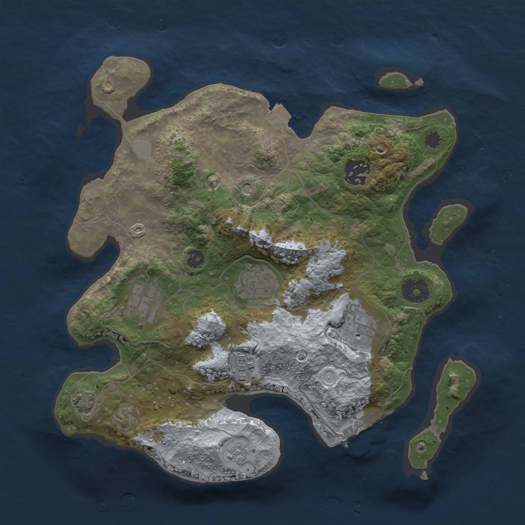 Rust Map: Procedural Map, Size: 3000, Seed: 56060, 12 Monuments