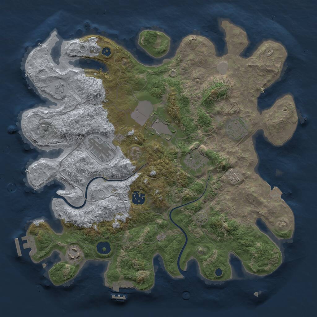 Rust Map: Procedural Map, Size: 3500, Seed: 896657224, 12 Monuments