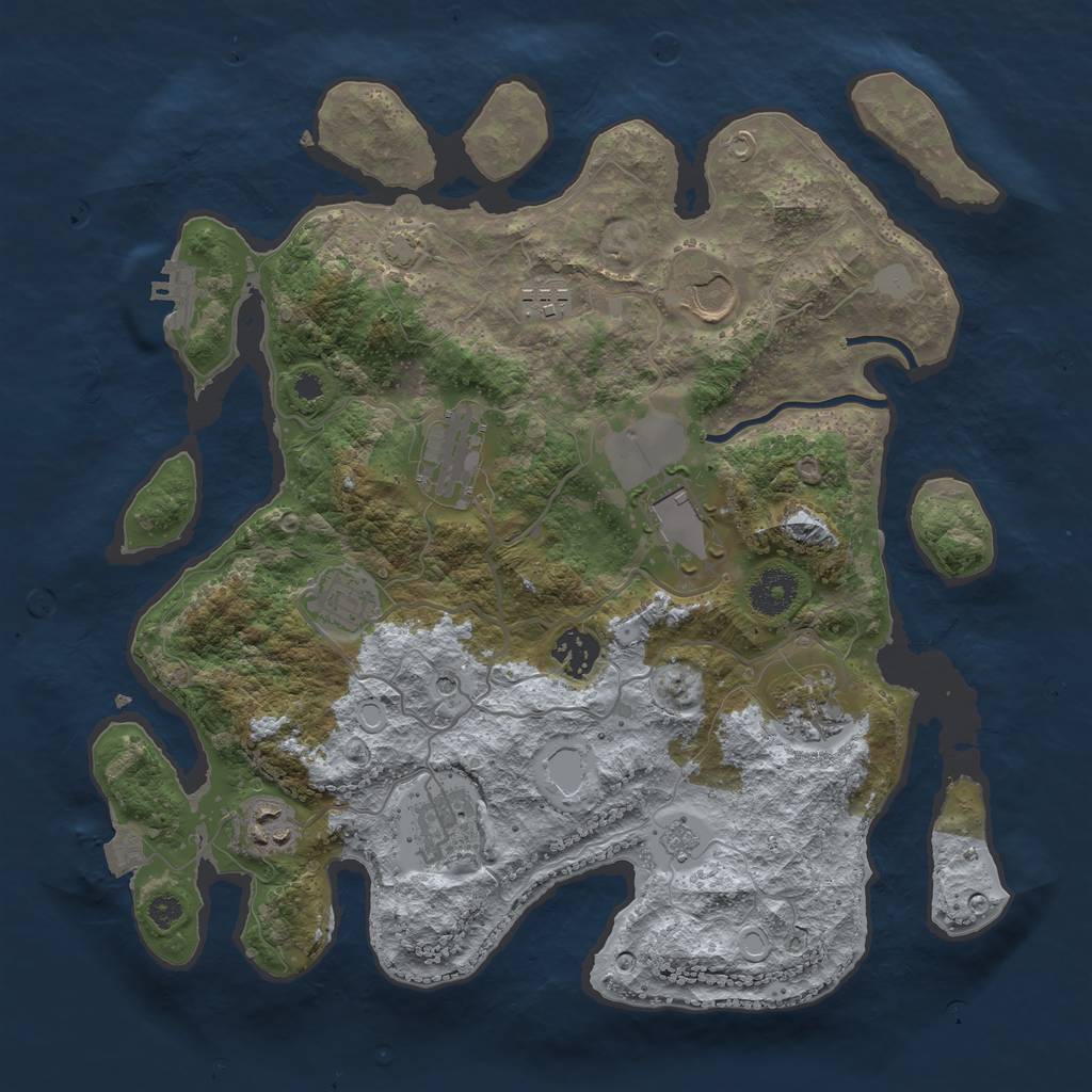 Rust Map: Procedural Map, Size: 3500, Seed: 1180066485, 16 Monuments