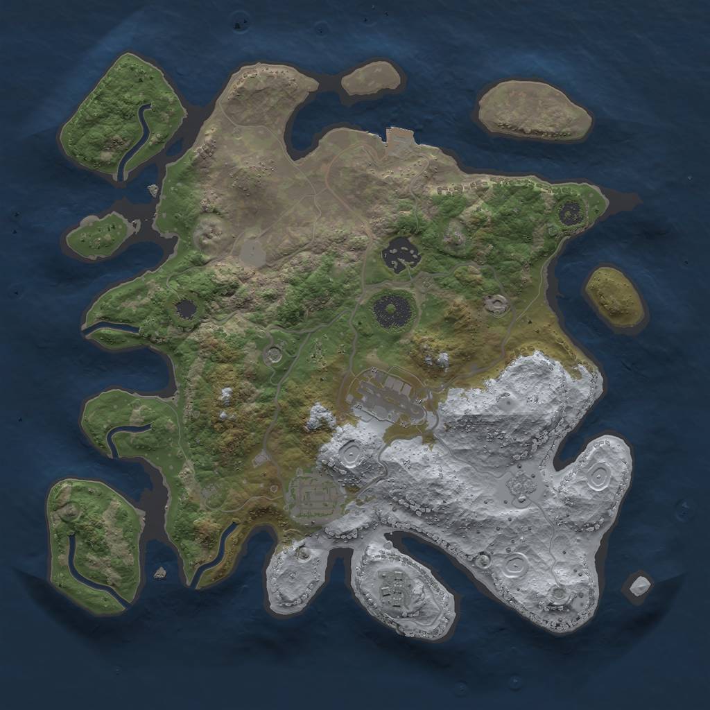 Rust Map: Procedural Map, Size: 3000, Seed: 845108, 9 Monuments