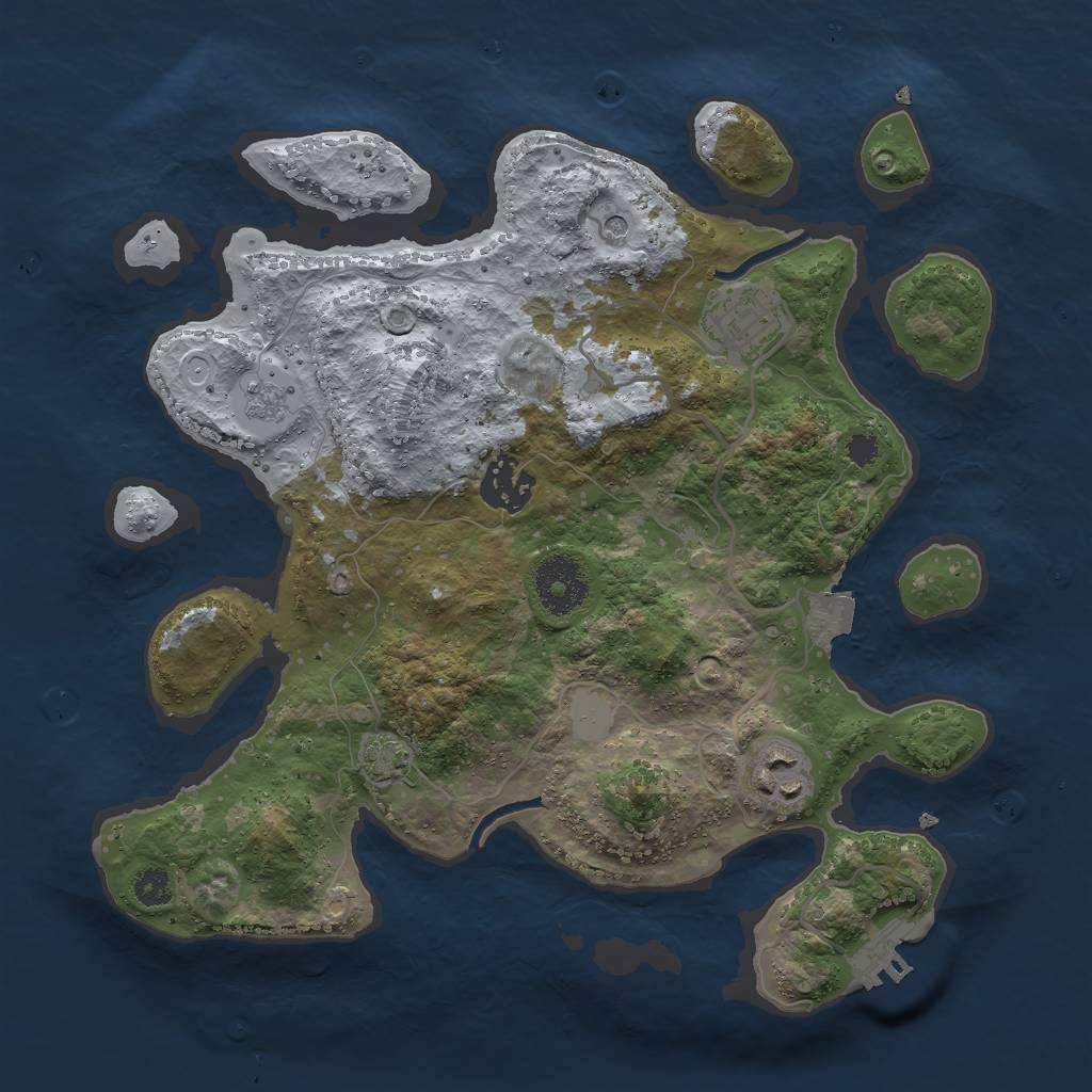 Rust Map: Procedural Map, Size: 3000, Seed: 5202, 10 Monuments