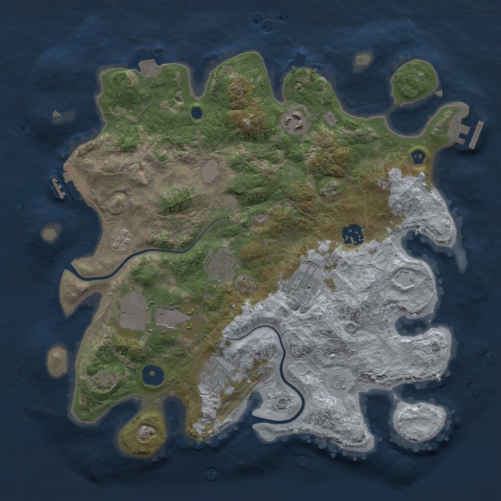 Rust Map: Procedural Map, Size: 3500, Seed: 6229174, 13 Monuments