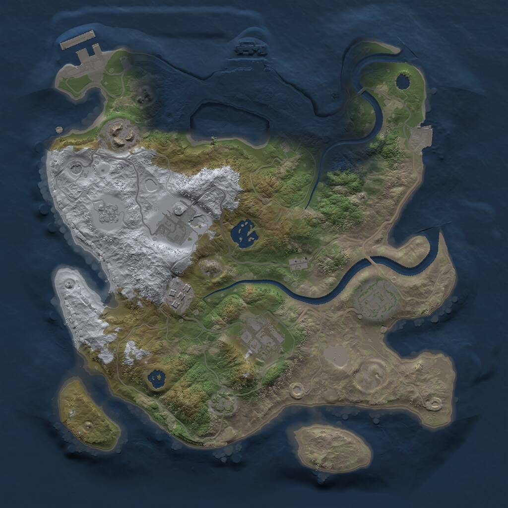 Rust Map: Procedural Map, Size: 2850, Seed: 100816564, 12 Monuments