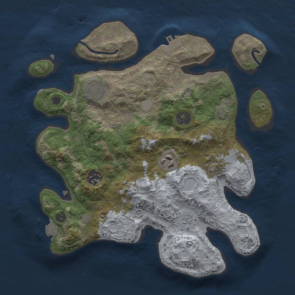 Rust Map: Procedural Map, Size: 3000, Seed: 1196484587, 11 Monuments