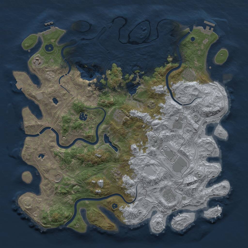 Rust Map: Procedural Map, Size: 4500, Seed: 1276748546, 16 Monuments