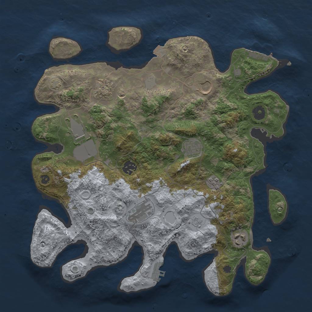 Rust Map: Procedural Map, Size: 3500, Seed: 874012, 15 Monuments