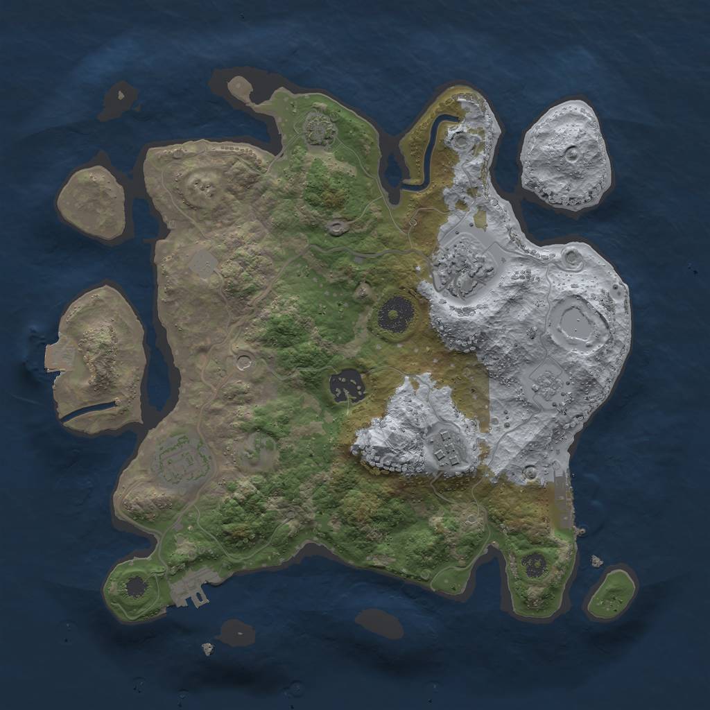 Rust Map: Procedural Map, Size: 3000, Seed: 3366, 12 Monuments