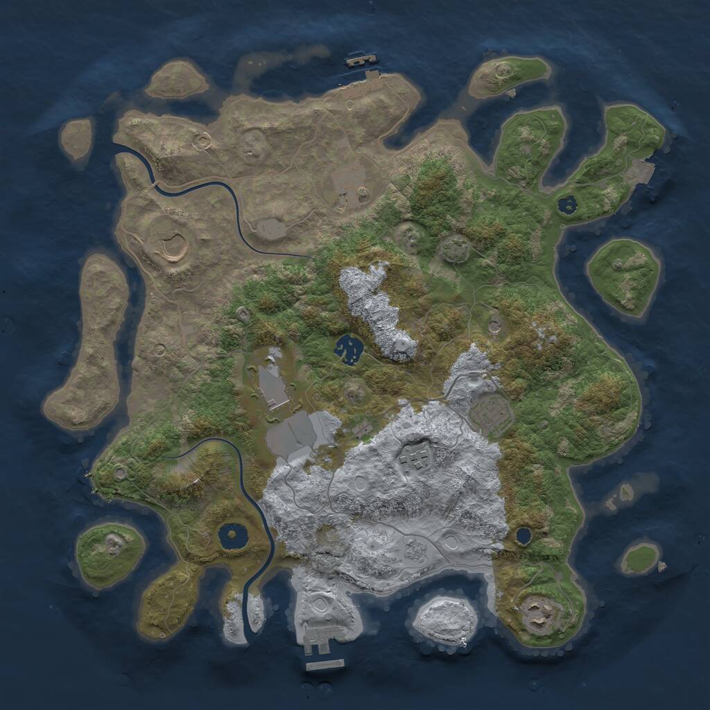 Rust Map: Procedural Map, Size: 3750, Seed: 5123, 13 Monuments