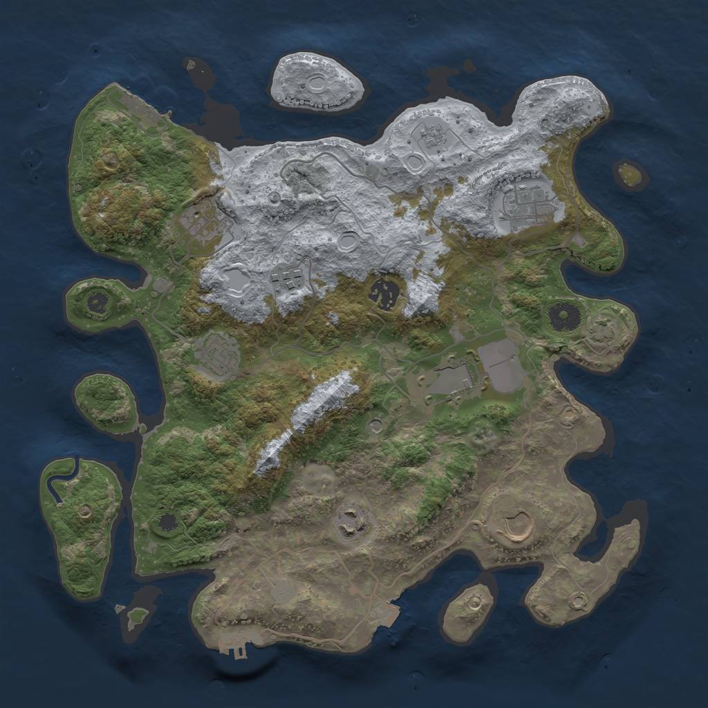 Rust Map: Procedural Map, Size: 3500, Seed: 7326368, 16 Monuments