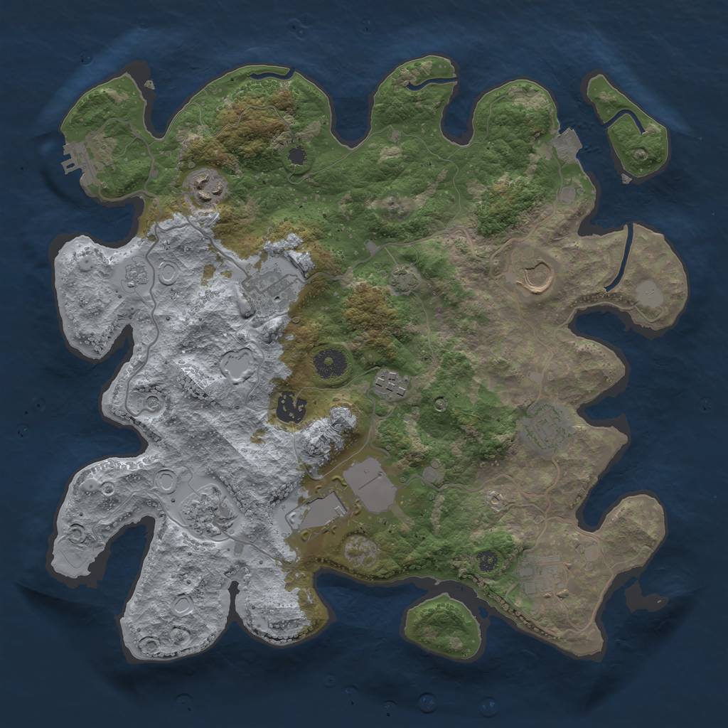 Rust Map: Procedural Map, Size: 3500, Seed: 16292, 16 Monuments