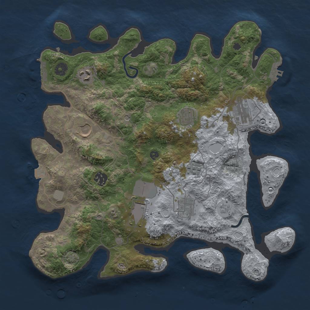 Rust Map: Procedural Map, Size: 3500, Seed: 549992, 16 Monuments