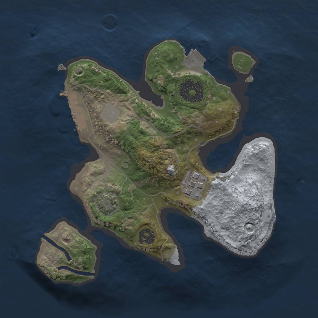 Rust Map: Procedural Map, Size: 2000, Seed: 2142240702, 6 Monuments