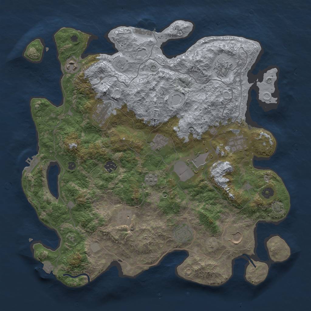 Rust Map: Procedural Map, Size: 4000, Seed: 1351258487, 19 Monuments