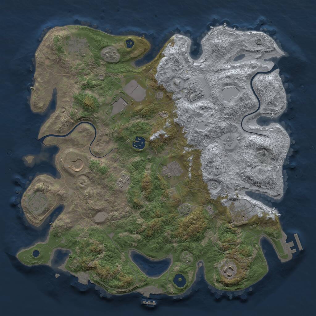 Rust Map: Procedural Map, Size: 3700, Seed: 96364047, 16 Monuments