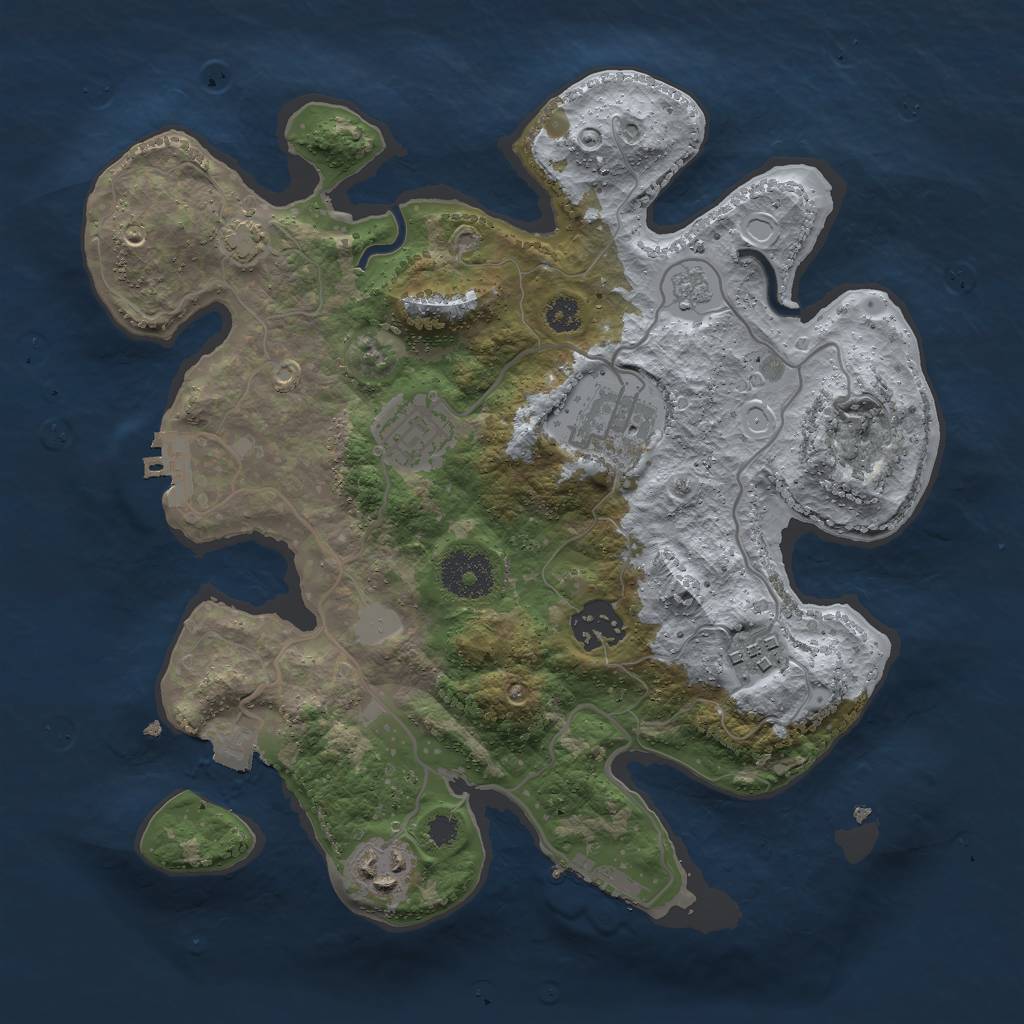 Rust Map: Procedural Map, Size: 3000, Seed: 4437, 12 Monuments