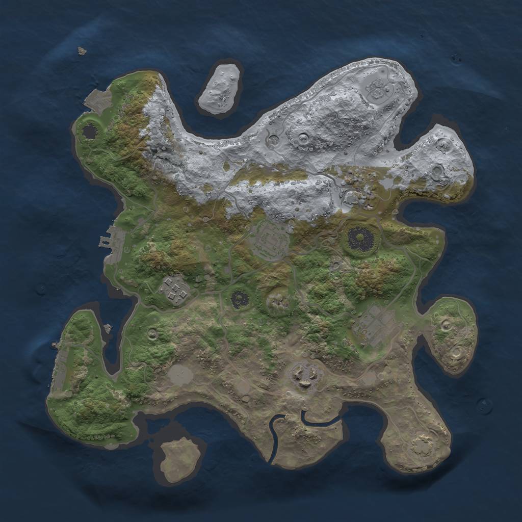 Rust Map: Procedural Map, Size: 3000, Seed: 1285556975, 13 Monuments