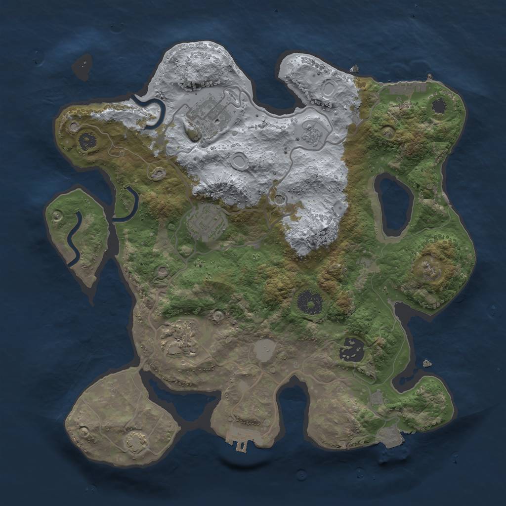 Rust Map: Procedural Map, Size: 3000, Seed: 3407, 12 Monuments