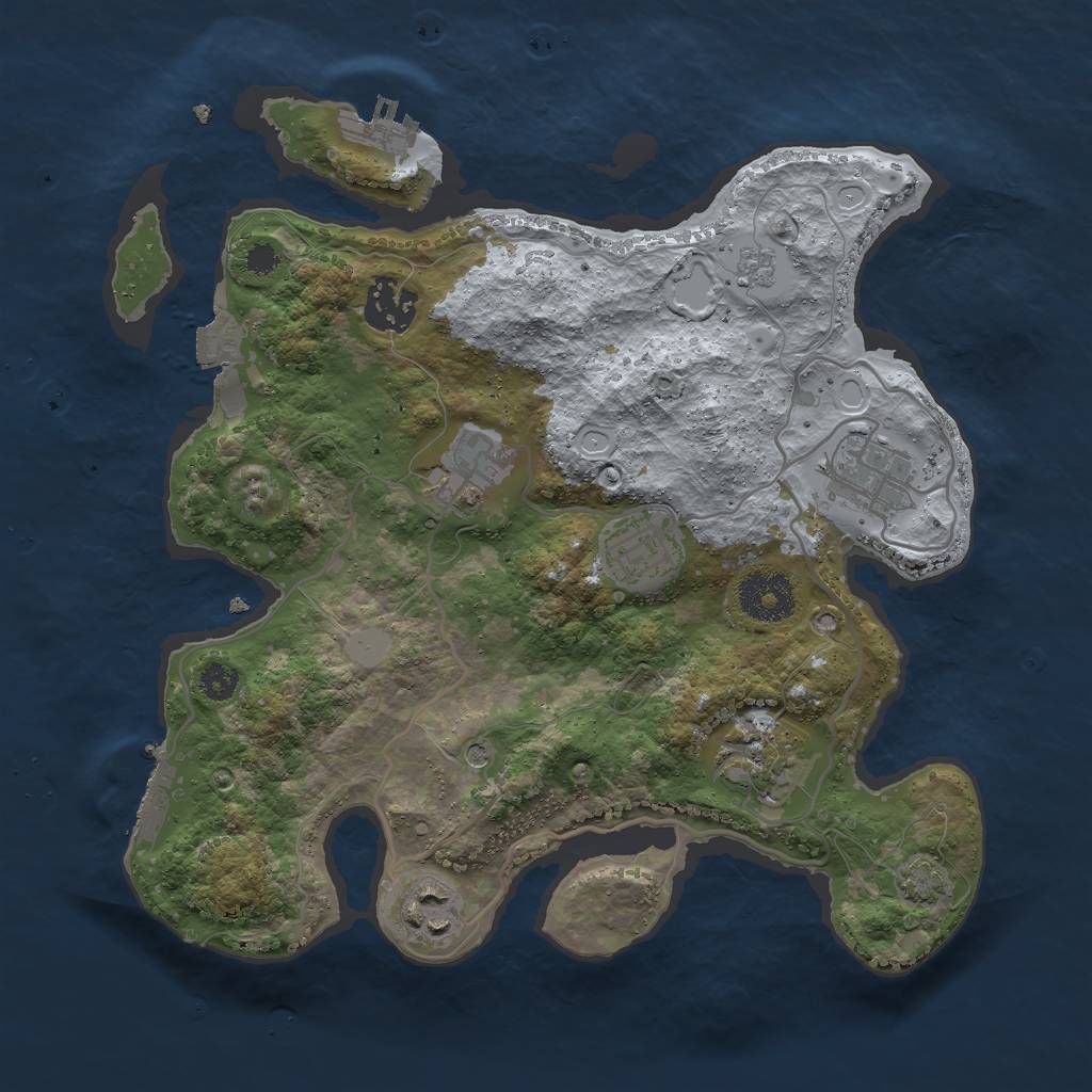 Rust Map: Procedural Map, Size: 3000, Seed: 22285, 14 Monuments