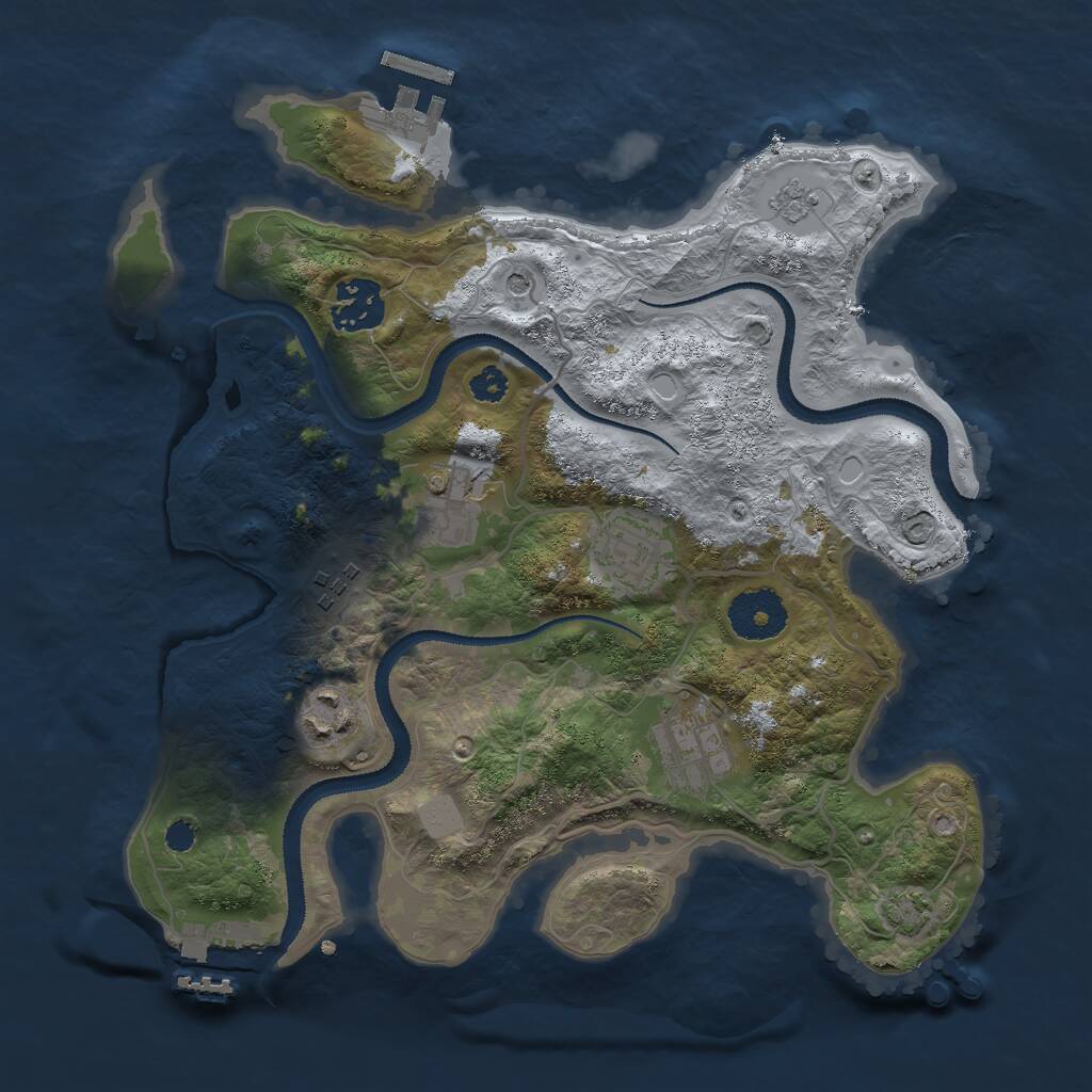 Rust Map: Procedural Map, Size: 3000, Seed: 22285, 12 Monuments