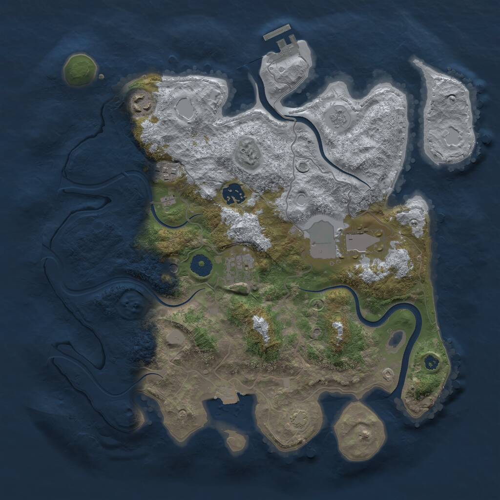 Rust Map: Procedural Map, Size: 3500, Seed: 64342693, 10 Monuments
