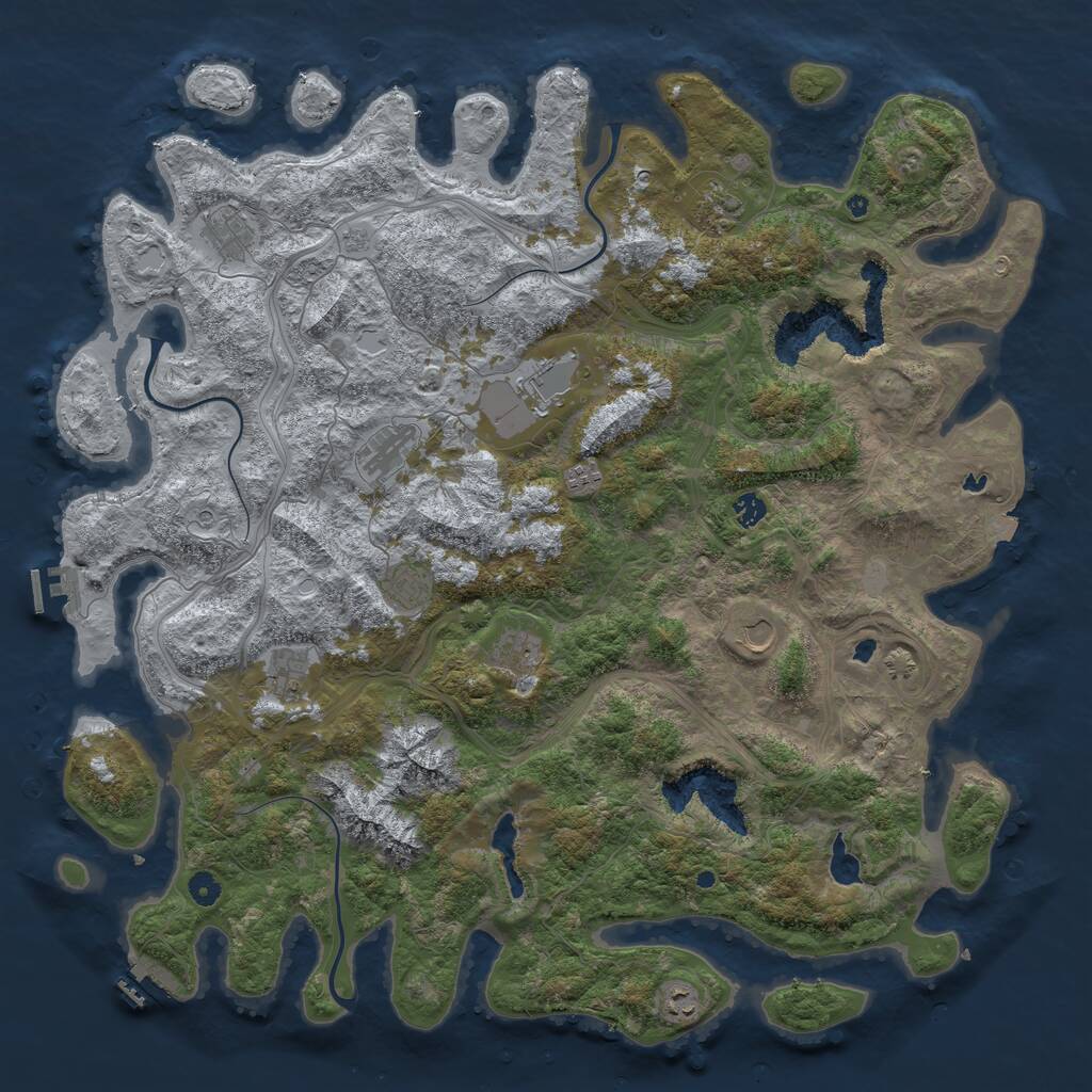 Rust Map: Procedural Map, Size: 5000, Seed: 1261537023, 17 Monuments