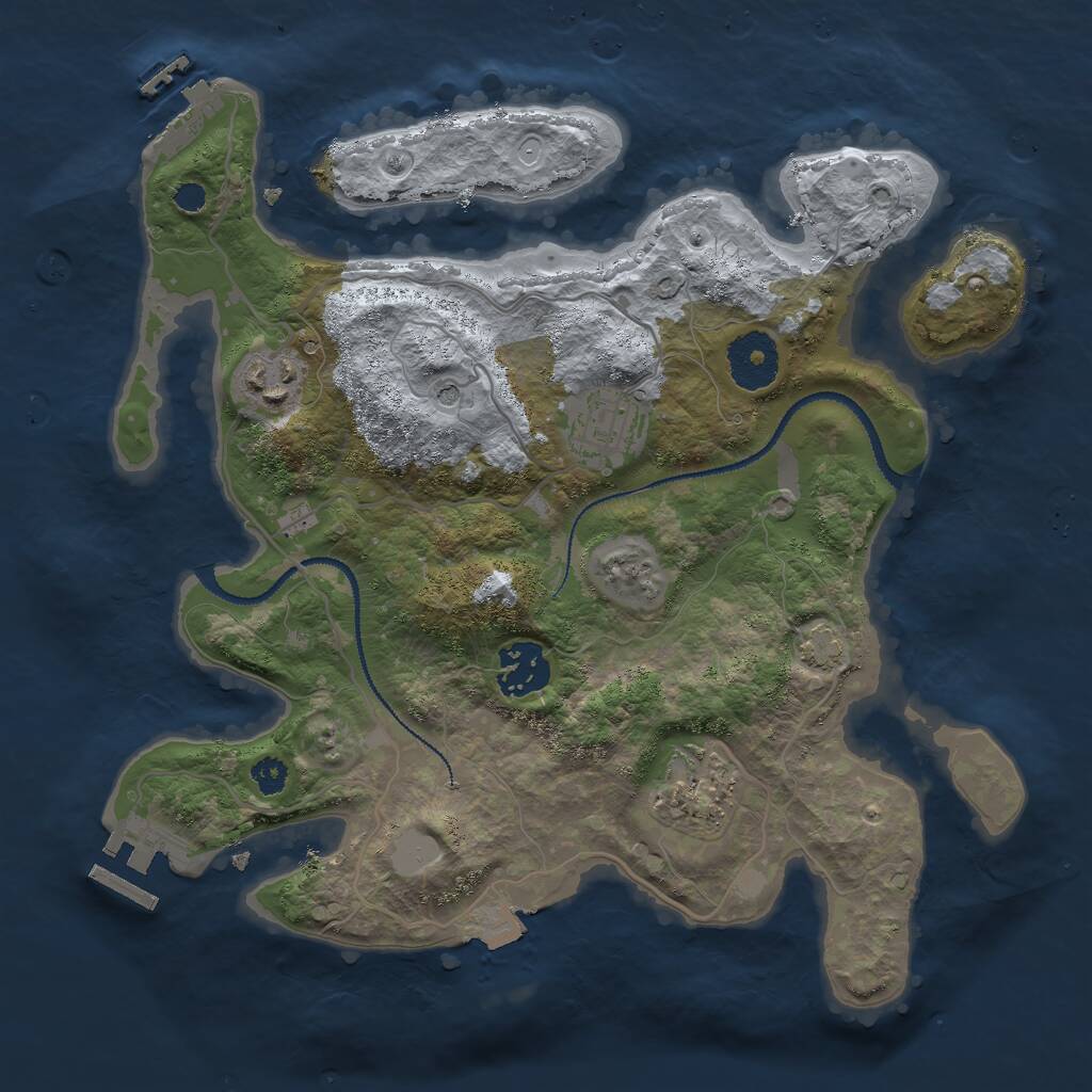 Rust Map: Procedural Map, Size: 3000, Seed: 23297, 9 Monuments