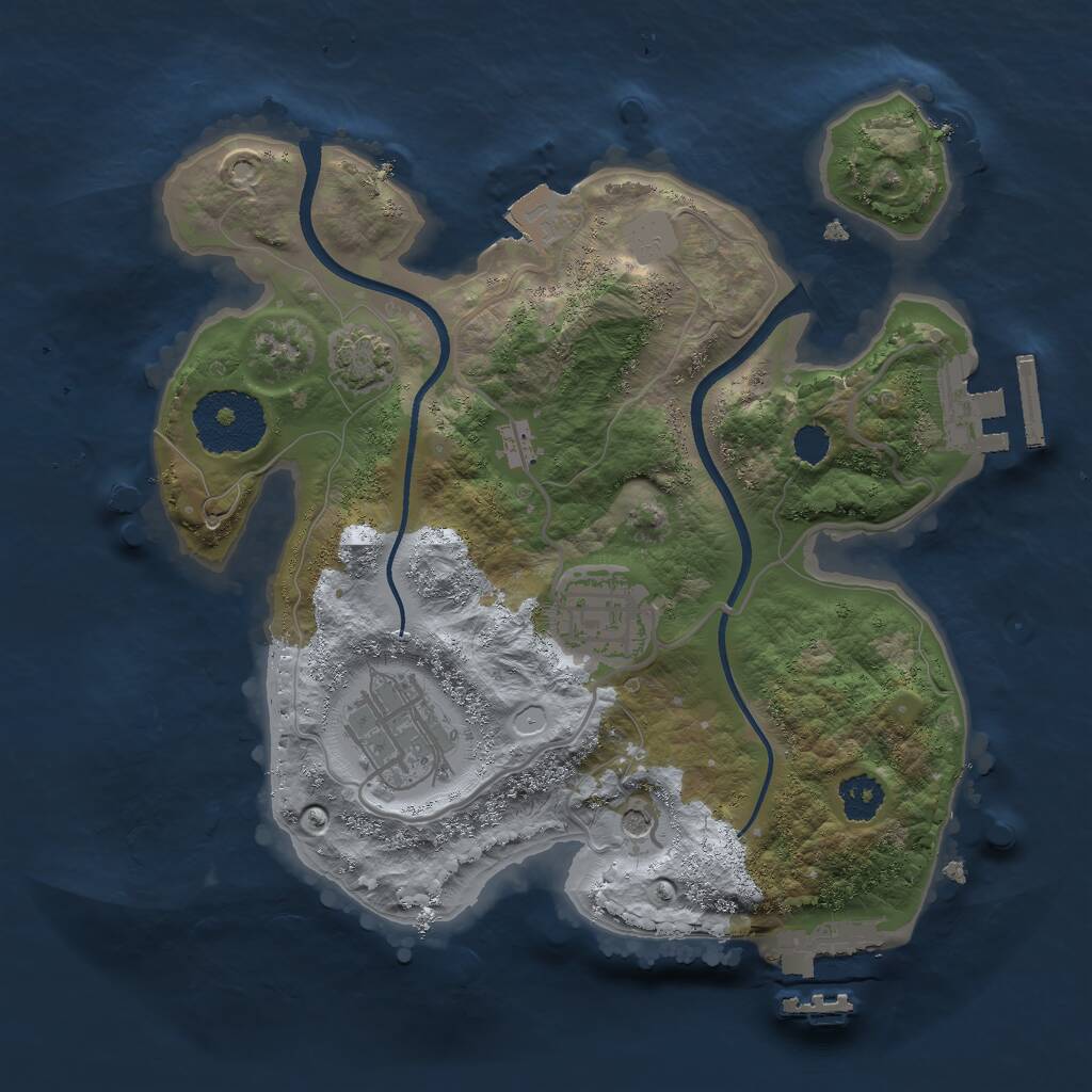 Rust Map: Procedural Map, Size: 2400, Seed: 593576617, 7 Monuments