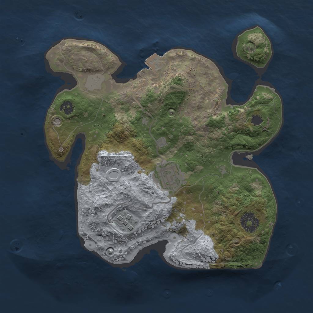 Rust Map: Procedural Map, Size: 2400, Seed: 593576617, 5 Monuments