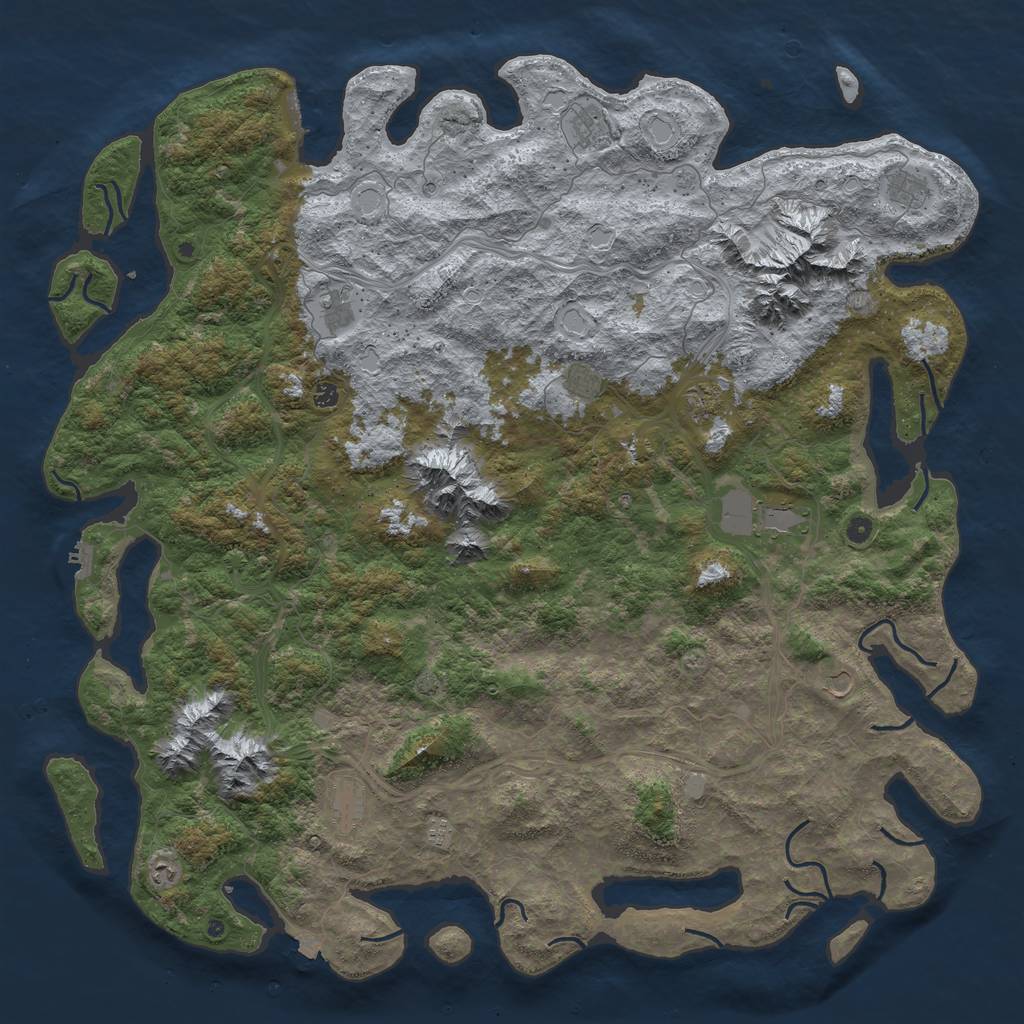 Rust Map: Procedural Map, Size: 6000, Seed: 1304864996, 19 Monuments