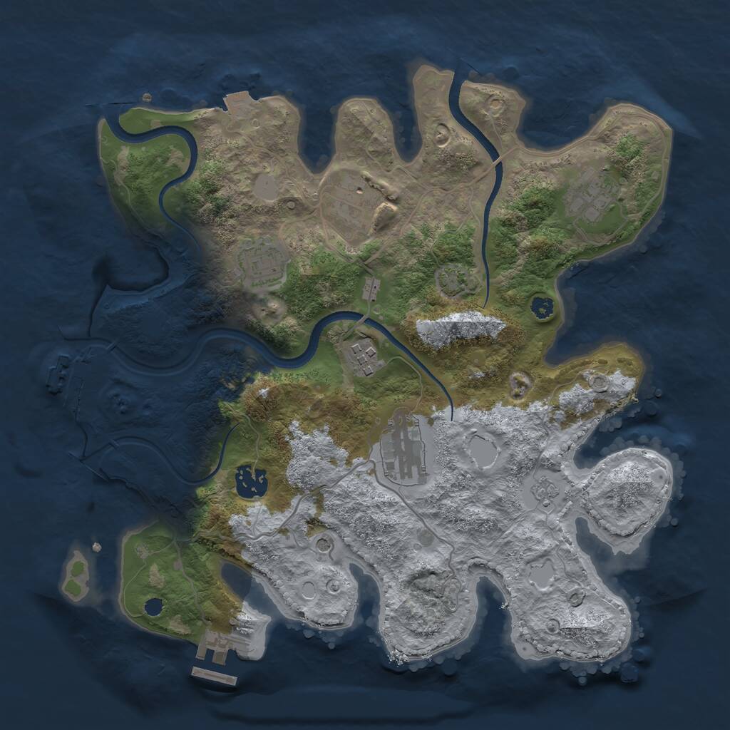 Rust Map: Procedural Map, Size: 3250, Seed: 2154987, 12 Monuments