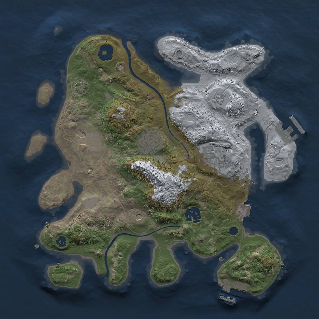 Rust Map: Procedural Map, Size: 3000, Seed: 99891, 10 Monuments
