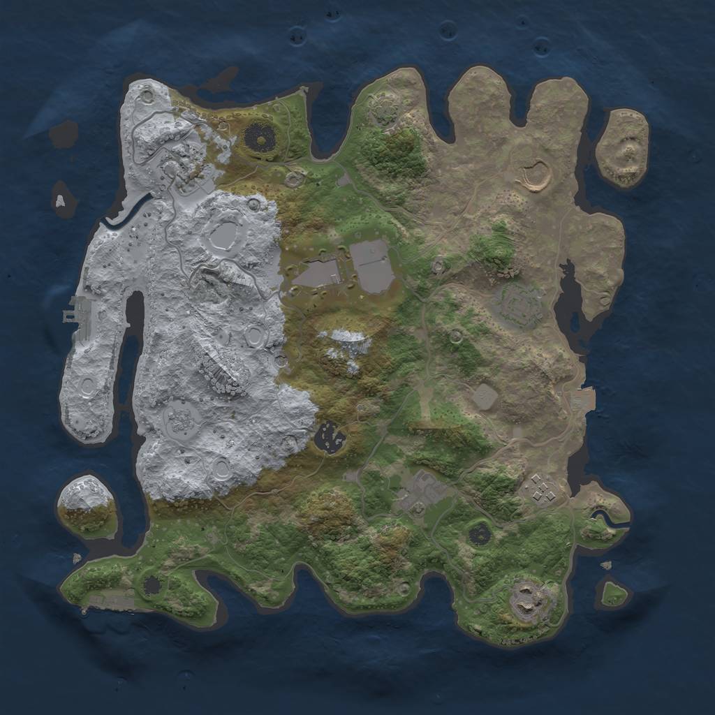 Rust Map: Procedural Map, Size: 3500, Seed: 746217040, 16 Monuments