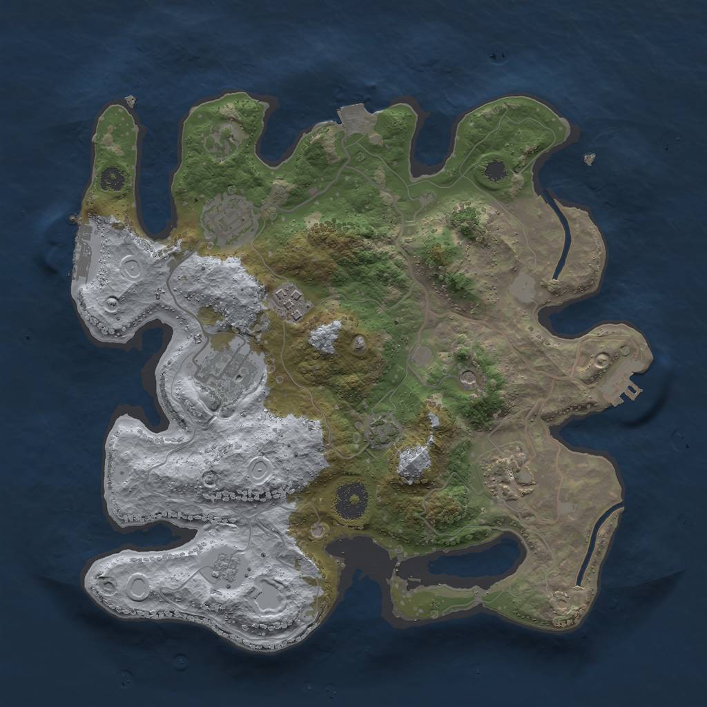 Rust Map: Procedural Map, Size: 3000, Seed: 16087, 12 Monuments