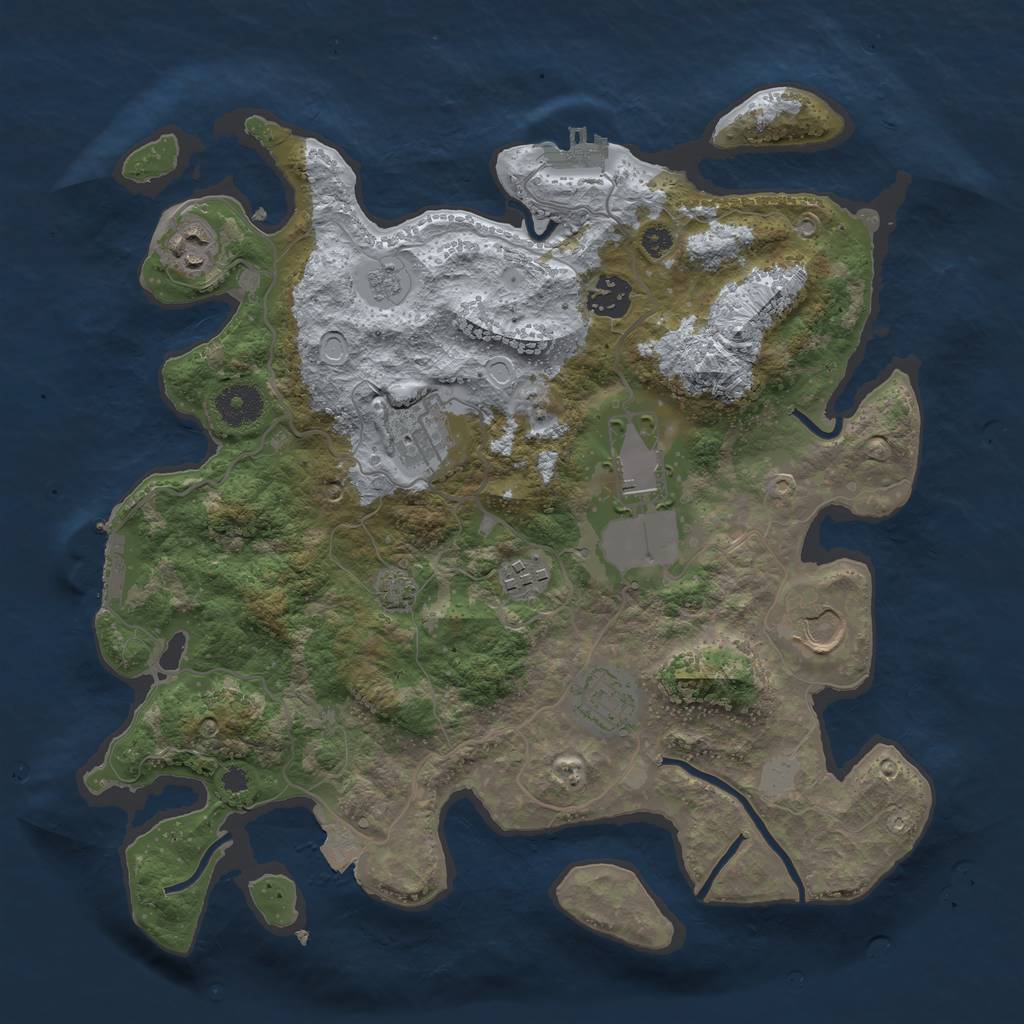 Rust Map: Procedural Map, Size: 3500, Seed: 82293668, 14 Monuments