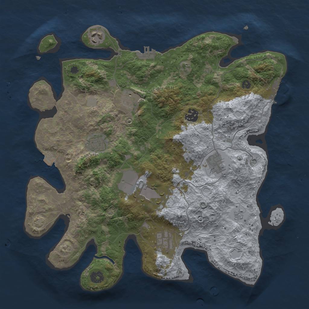 Rust Map: Procedural Map, Size: 3500, Seed: 947789347, 15 Monuments