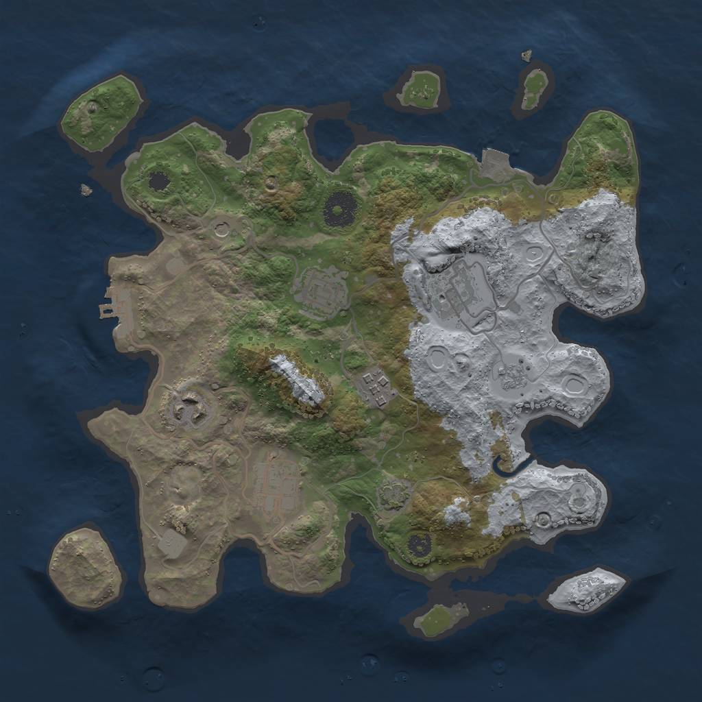 Rust Map: Procedural Map, Size: 3000, Seed: 5378, 12 Monuments