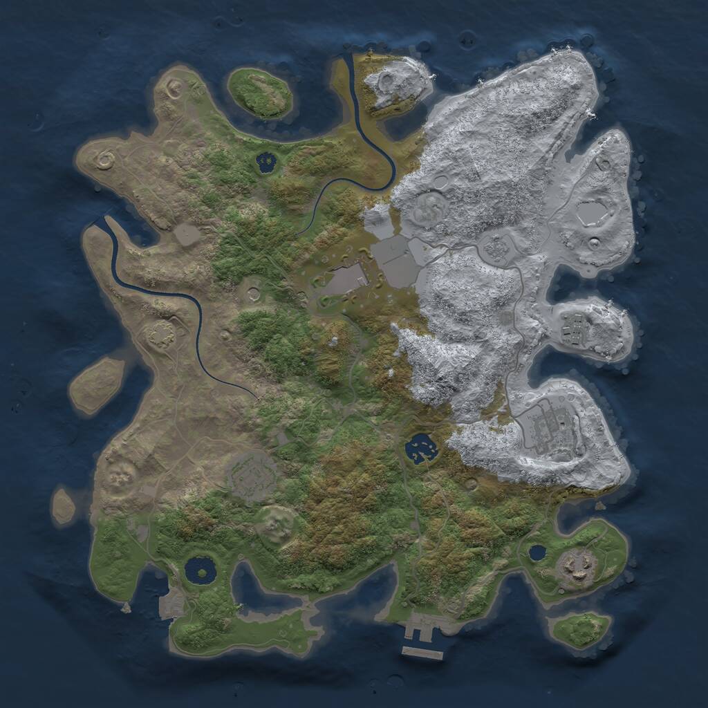 Rust Map: Procedural Map, Size: 3500, Seed: 2046706063, 11 Monuments